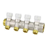Коллектор распределительный с запорными клапанами Varmega 1" х 3/4"ЕК - 4